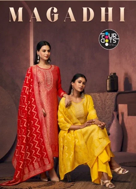 Four Dots Magadhi Viscose Organza Jacquard Dress Material Collection