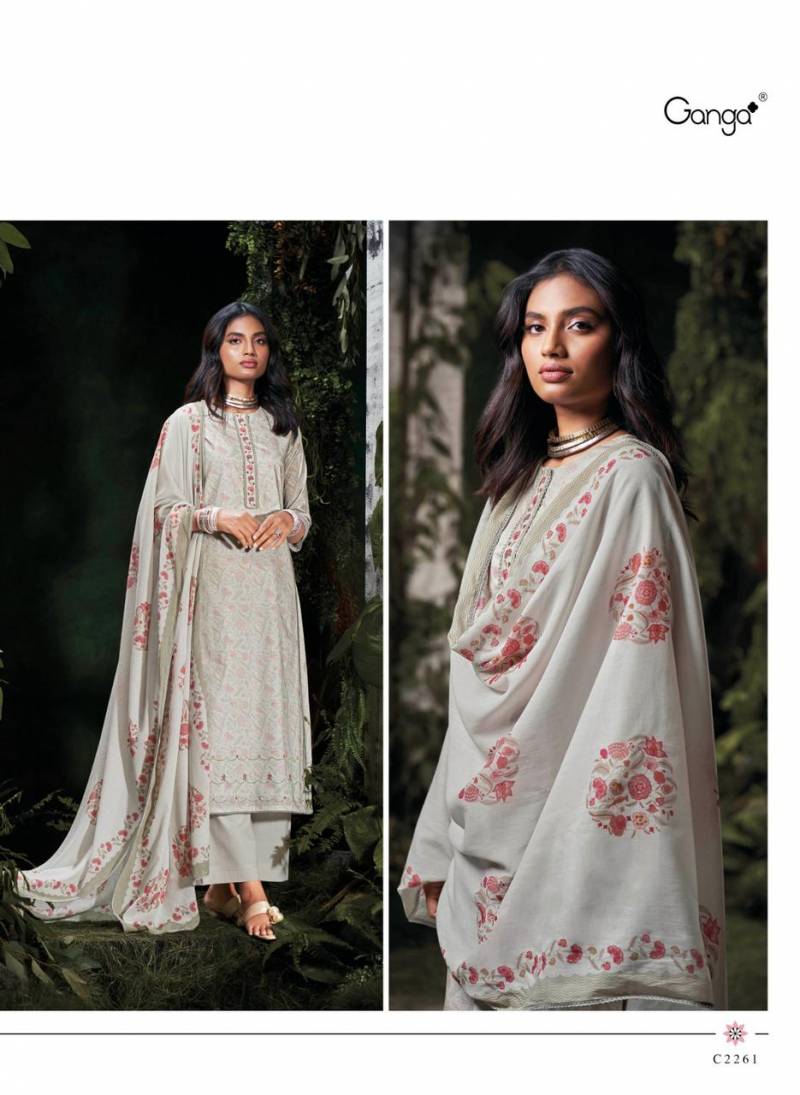 Ganga Nisrine Cotton Printed With Embroidered Salwar Suit