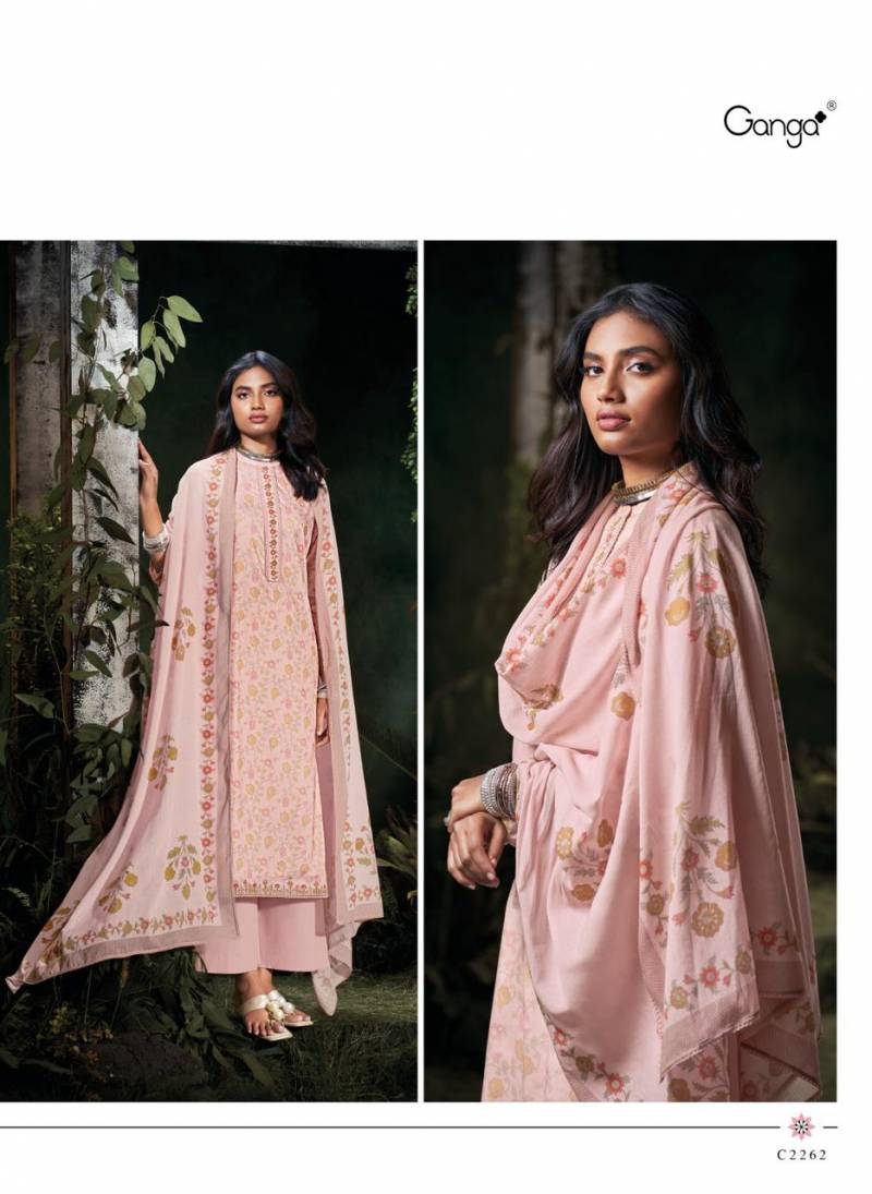 Ganga Nisrine Cotton Printed With Embroidered Salwar Suit