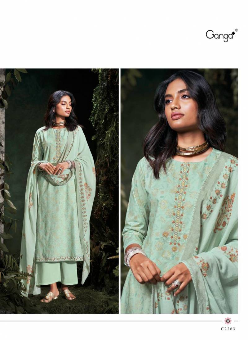 Ganga Nisrine Cotton Printed With Embroidered Salwar Suit