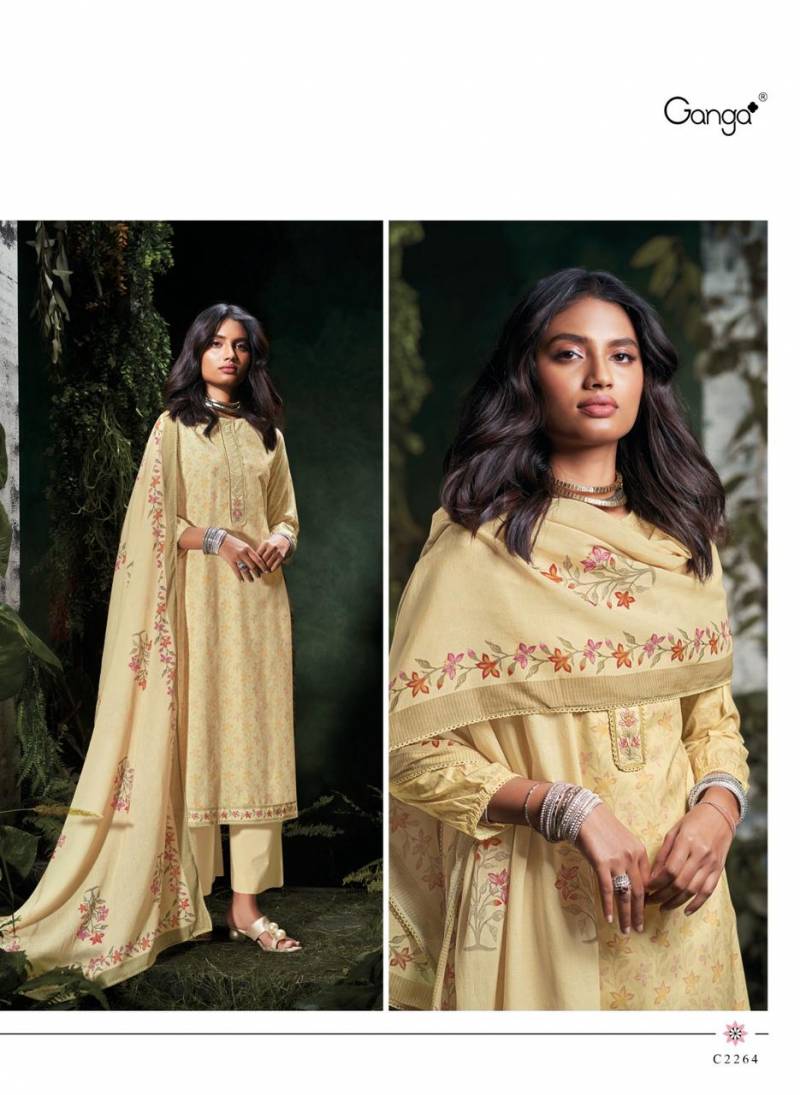 Ganga Nisrine Cotton Printed With Embroidered Salwar Suit