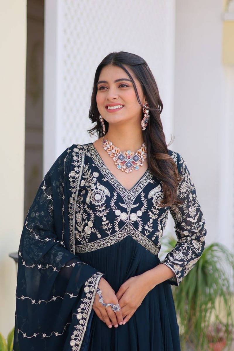 Sn 2396 Amazing Faux Georgette Gown With Dupatta Collection