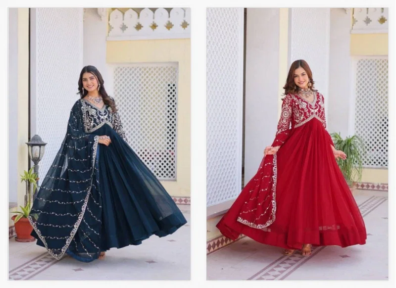 Sn 2396 Amazing Faux Georgette Gown With Dupatta Collection