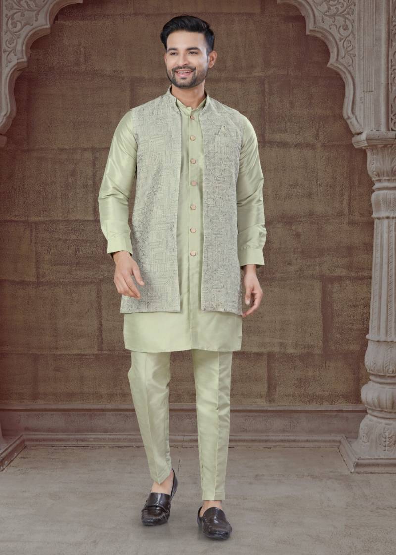 Outluk Vol 135 Mens Silk Kurta Pajama With Jacket Collection