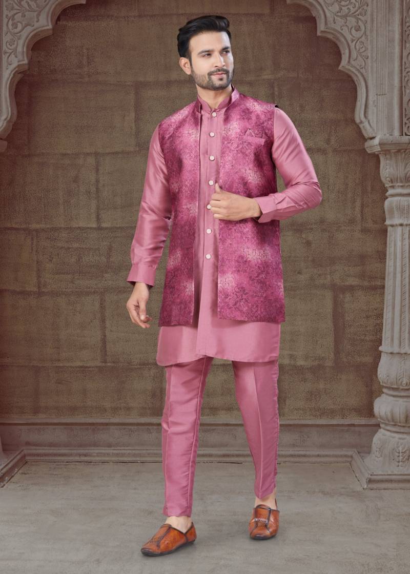 Outluk Vol 135 Mens Silk Kurta Pajama With Jacket Collection