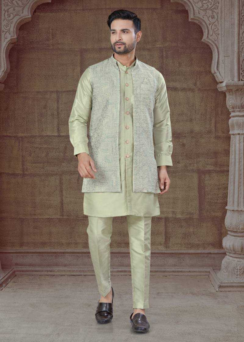 Outluk Vol 135 Mens Silk Kurta Pajama With Jacket Collection