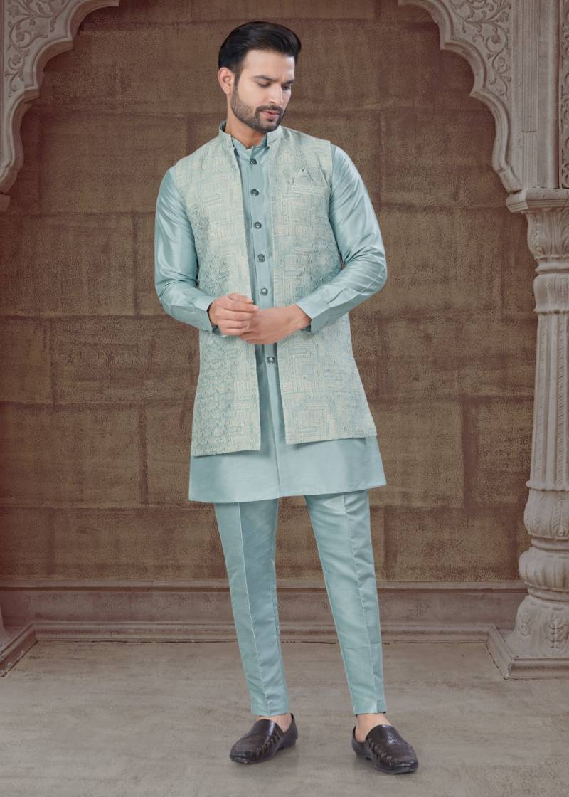 Outluk Vol 135 Mens Silk Kurta Pajama With Jacket Collection