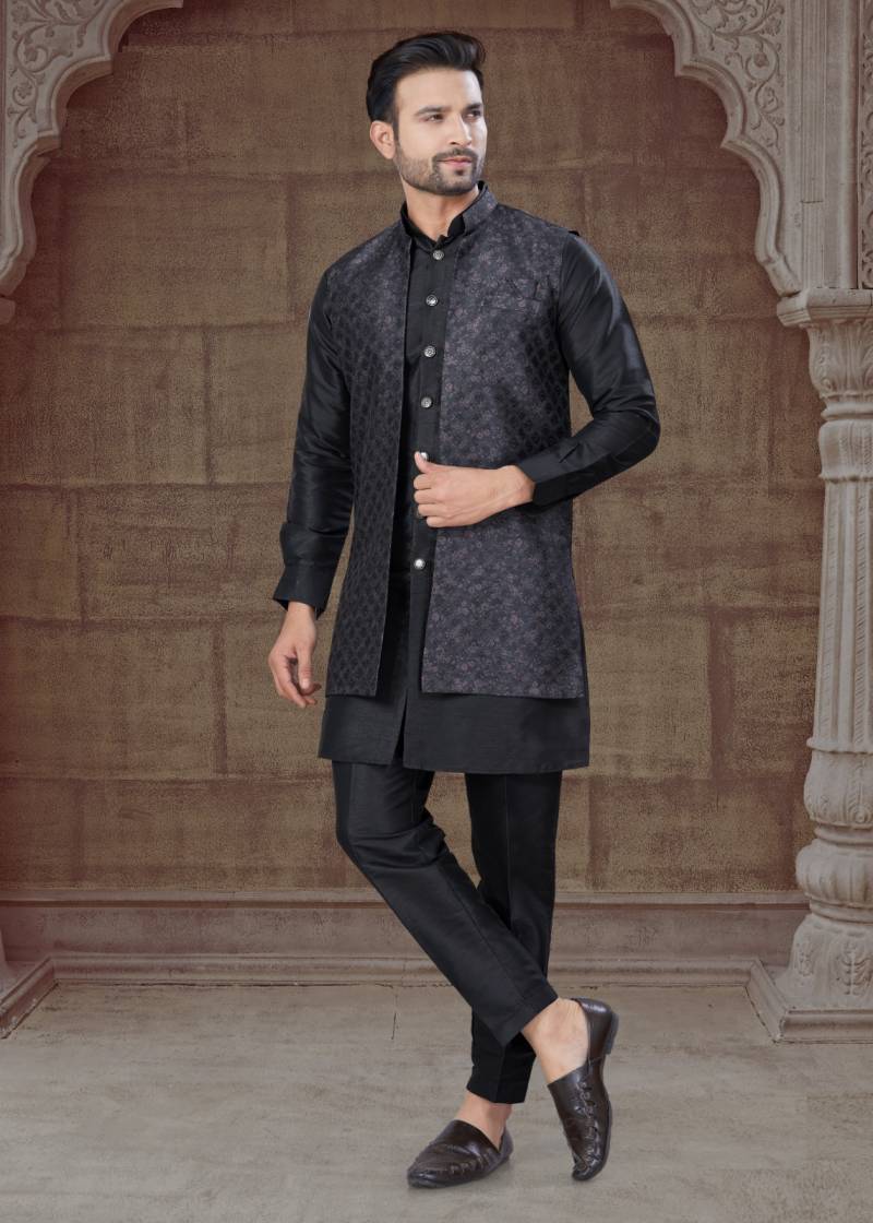 Outluk Vol 135 Mens Silk Kurta Pajama With Jacket Collection