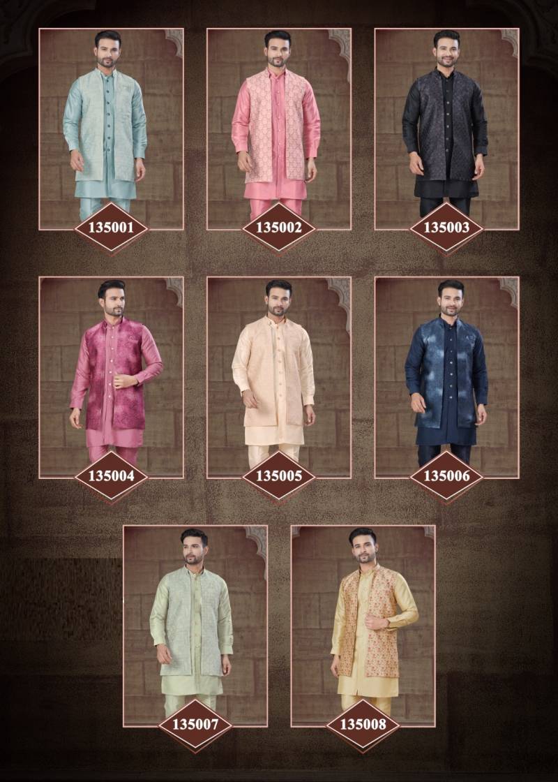 Outluk Vol 135 Mens Silk Kurta Pajama With Jacket Collection