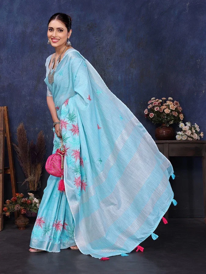 Mohabatien 1 Linen Cotton Embroidered Party Wear Saree Collection