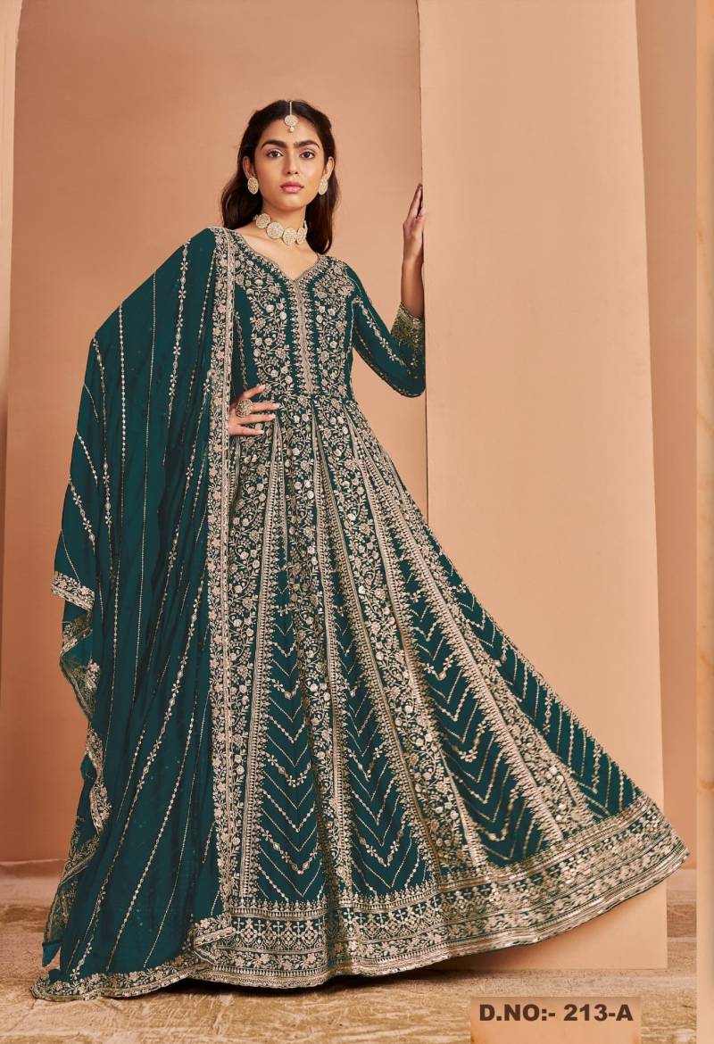 Hit 213 A To D Designer Embroidered Salwar Suits Collection