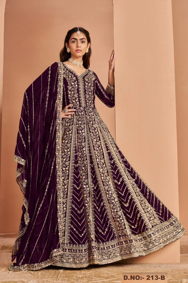 Hit 213 A To D Designer Embroidered Salwar Suits Collection