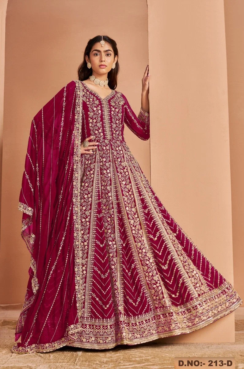 Hit 213 A To D Designer Embroidered Salwar Suits Collection