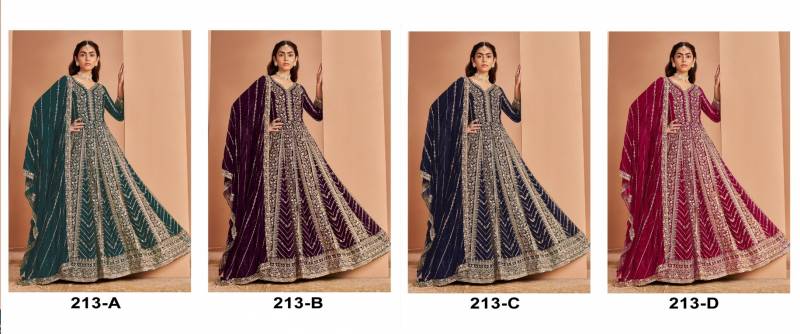 Hit 213 A To D Designer Embroidered Salwar Suits Collection
