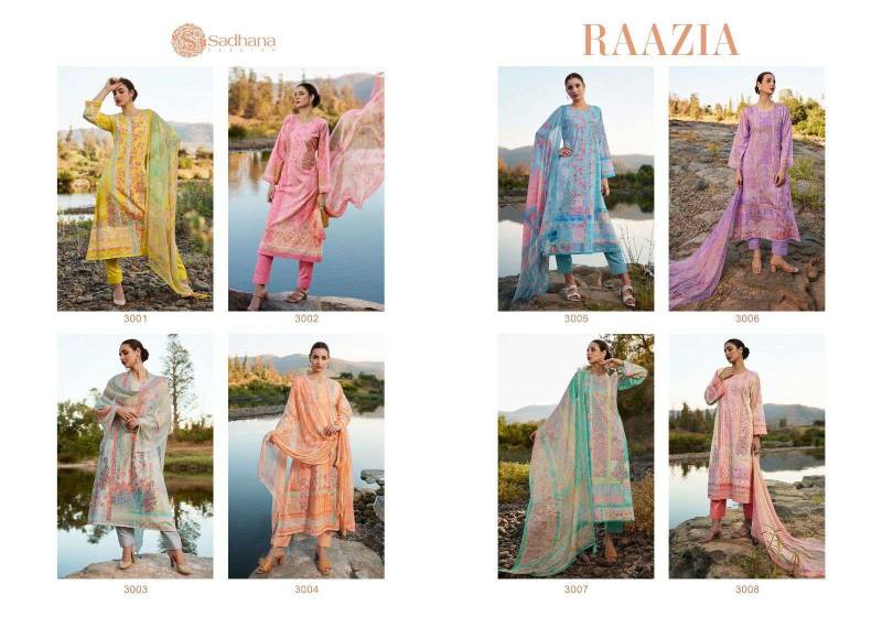 Sadhana Raazia Lawn Cotton Digital Printed Dress Material Collection