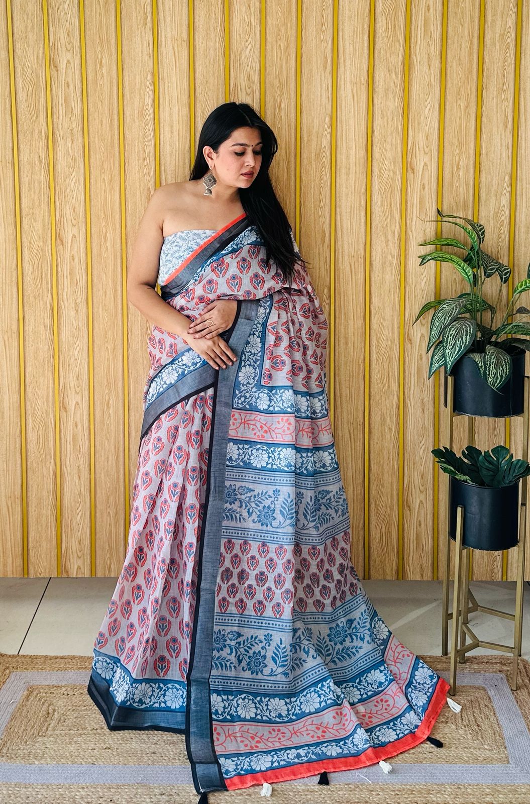 Scmd Shukriya Linen Cotton Digital Printed Saree Collection