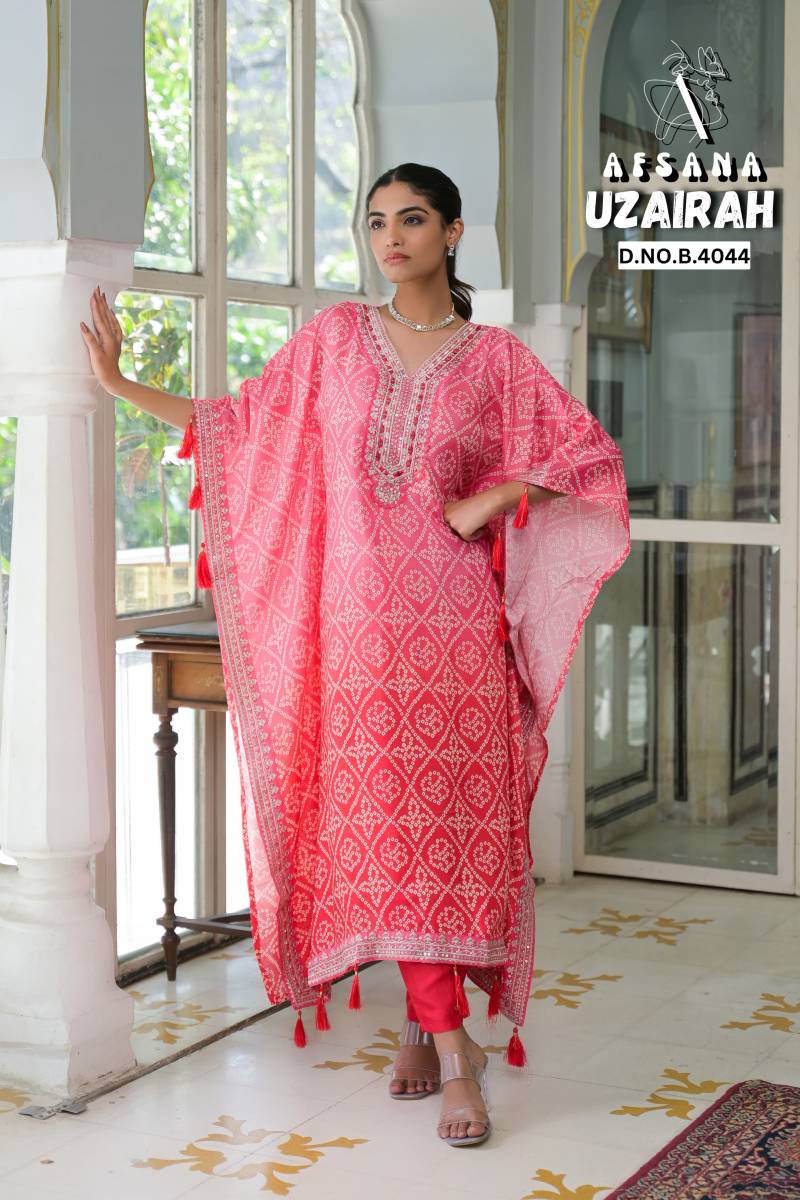 Afsana Uzairah Viscose Maslin Ready Made Kaftan Collection