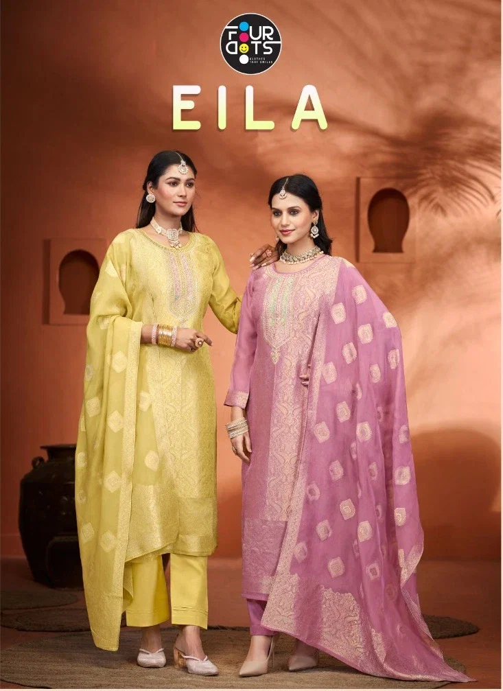 Four Dots Eila Viscose Organza Jacquard Dress Material Collection