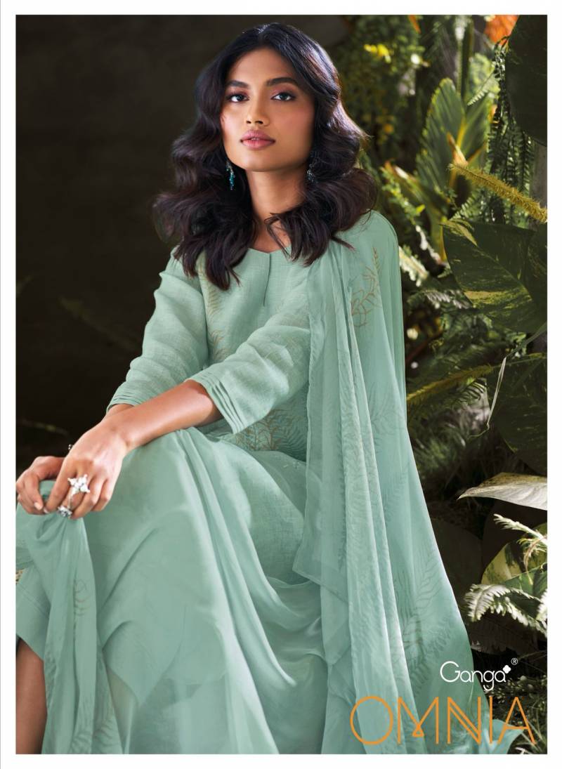 Ganga Omnia Linen Printed Embroidered Salwar Suit Collection