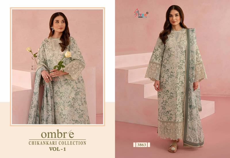 Shree Ombre Chikankari Collection Vol 1 Cotton Dupatta Pakistani Suits