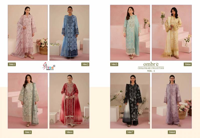 Shree Ombre Chikankari Collection Vol 1 Cotton Dupatta Pakistani Suits