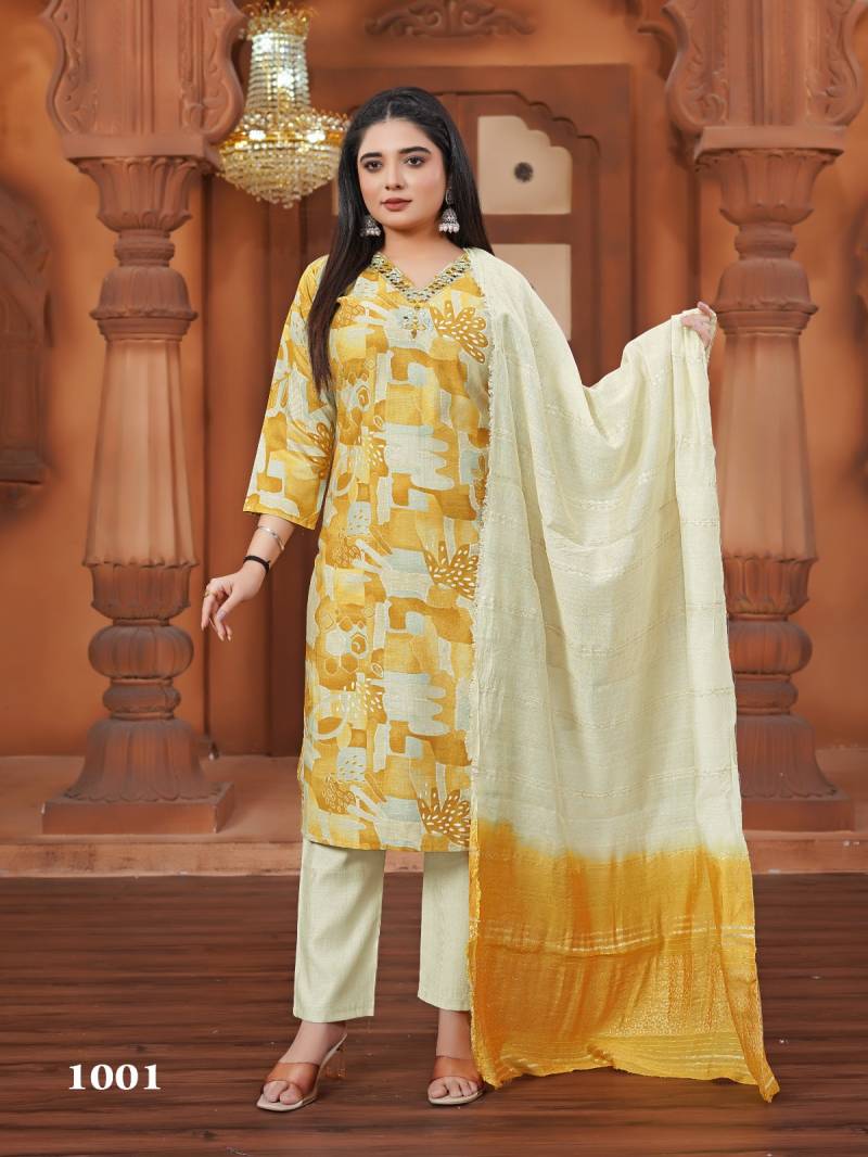 Pallavi Vol 1 Vertical Printed Kurti Pant With Dupatta Collection