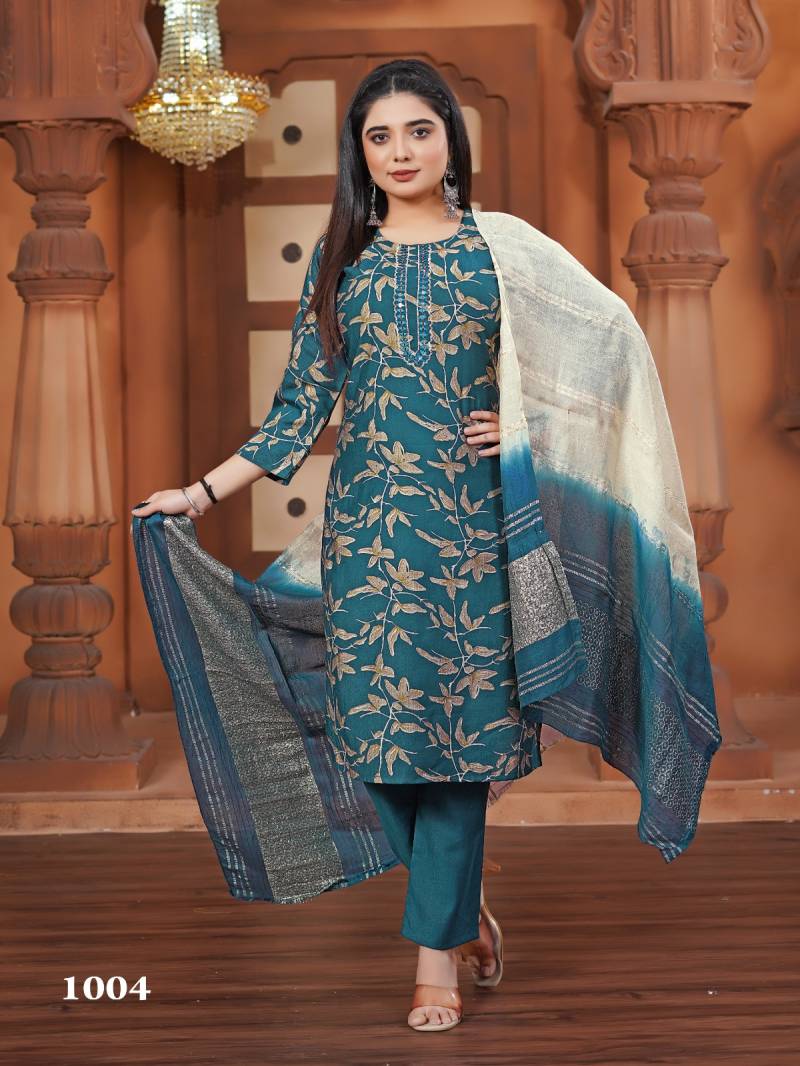 Pallavi Vol 1 Vertical Printed Kurti Pant With Dupatta Collection