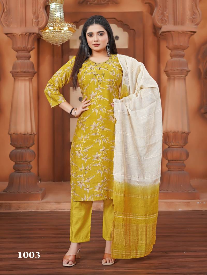 Pallavi Vol 1 Vertical Printed Kurti Pant With Dupatta Collection