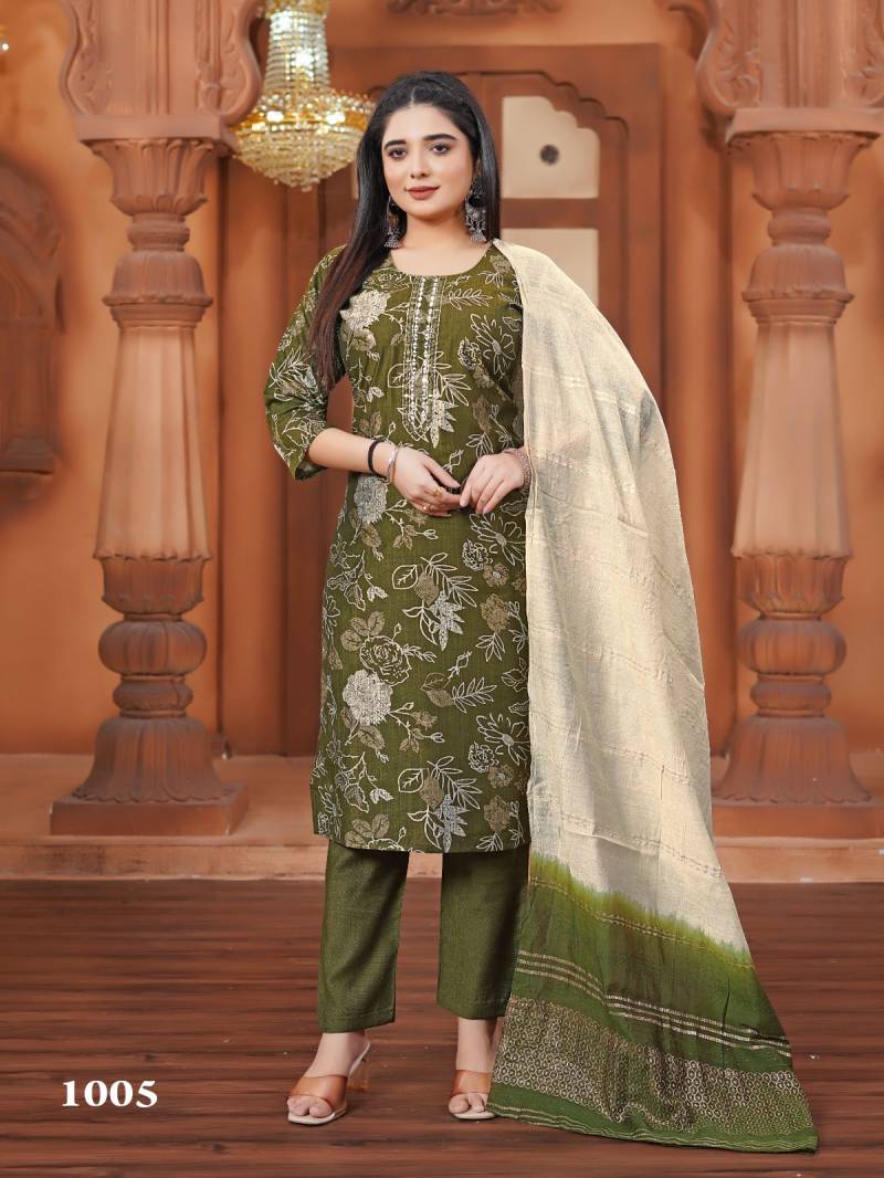 Pallavi Vol 1 Vertical Printed Kurti Pant With Dupatta Collection