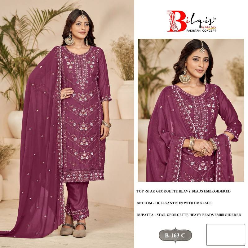 Bilqis B 163 Georgette Pakistani Salwar Kameez Collection