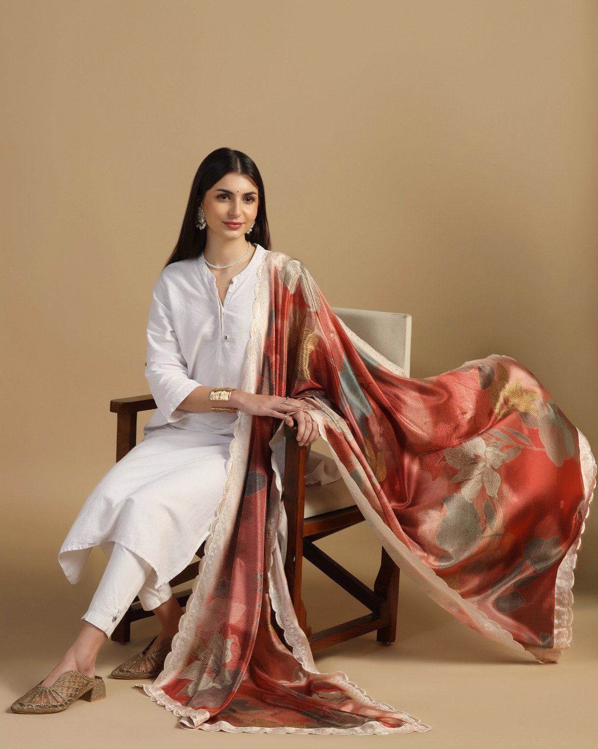 James Digital Printed sequence thread Work Chiffon chinnon Dupatta