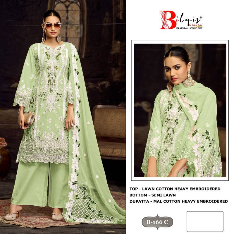 Bilqis B 166 Lawn Cotton Pakistani Salwar Kameez Collection
