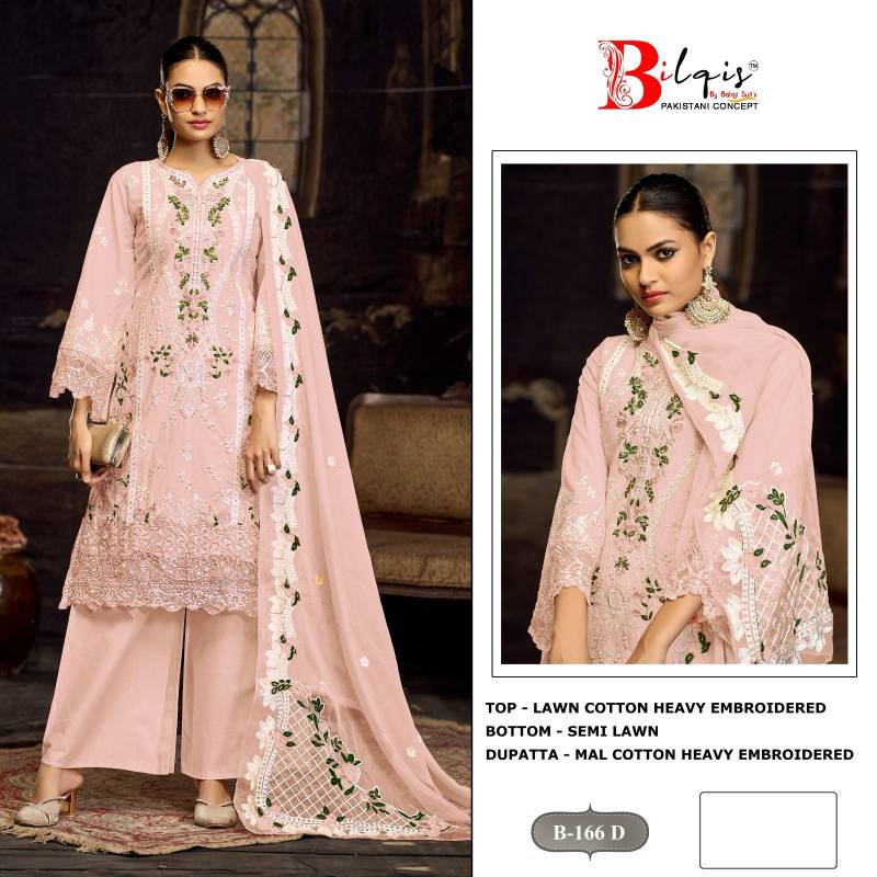 Bilqis B 166 Lawn Cotton Pakistani Salwar Kameez Collection
