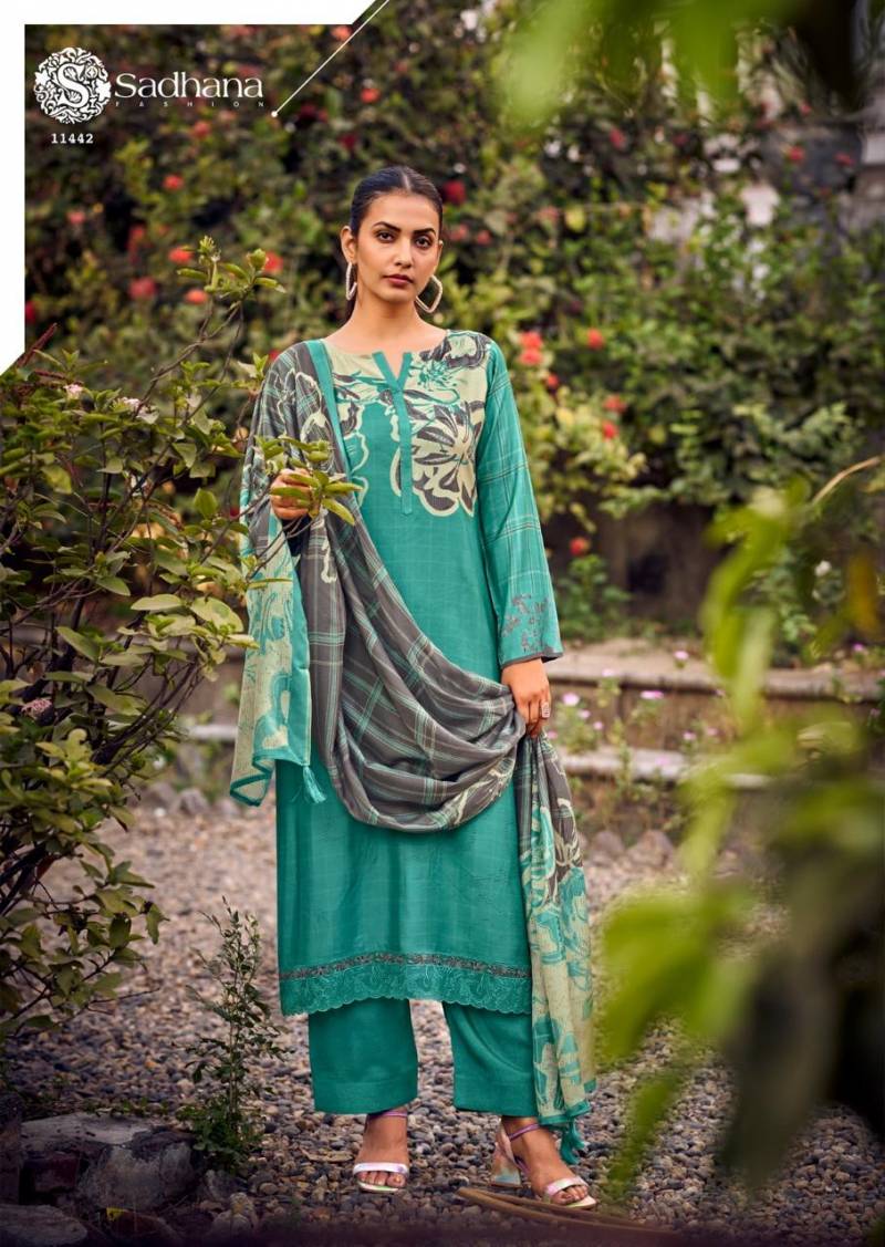 Sadhana Larisa Masline Silk Digital Printed Dress Material Collection