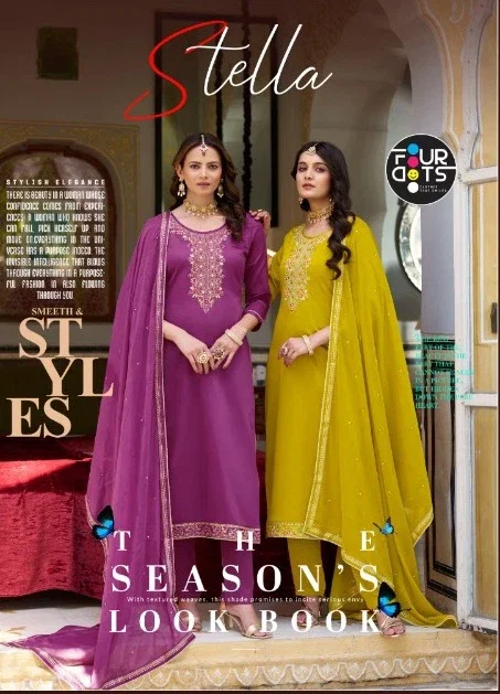 Four Dots Stella Jam Cotton Work With Handwork Dress Material