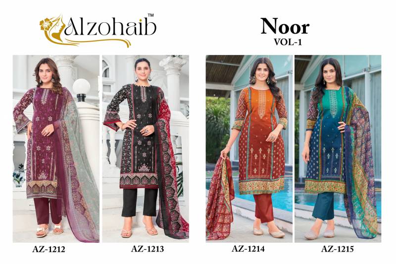 Alzohaib Noor Vol 1 Cotton Dupatta Pakistani Salwar Suits Collection