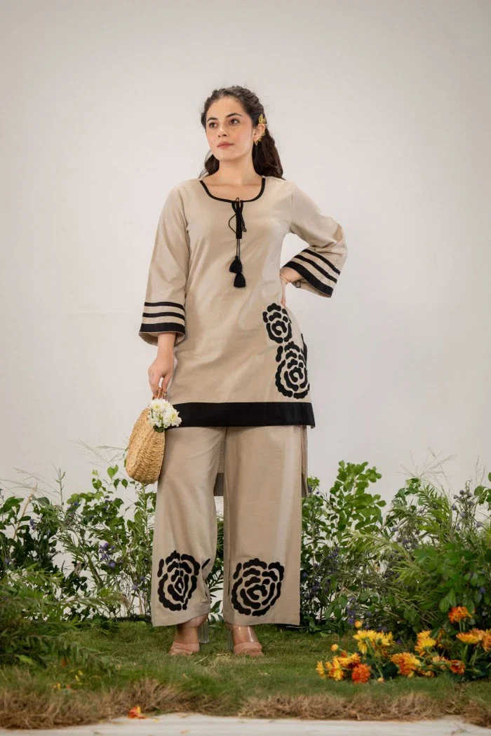 Tanyaa P 178 Cotton With Work Touchup Co Ord Set