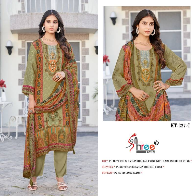 Shree Kt 227 Viscose Maslin Digital Printed Salwar Suits Collection