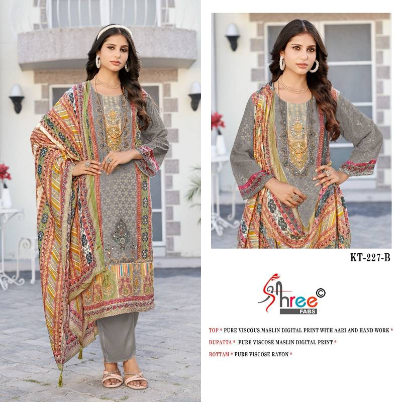 Shree Kt 227 Viscose Maslin Digital Printed Salwar Suits Collection