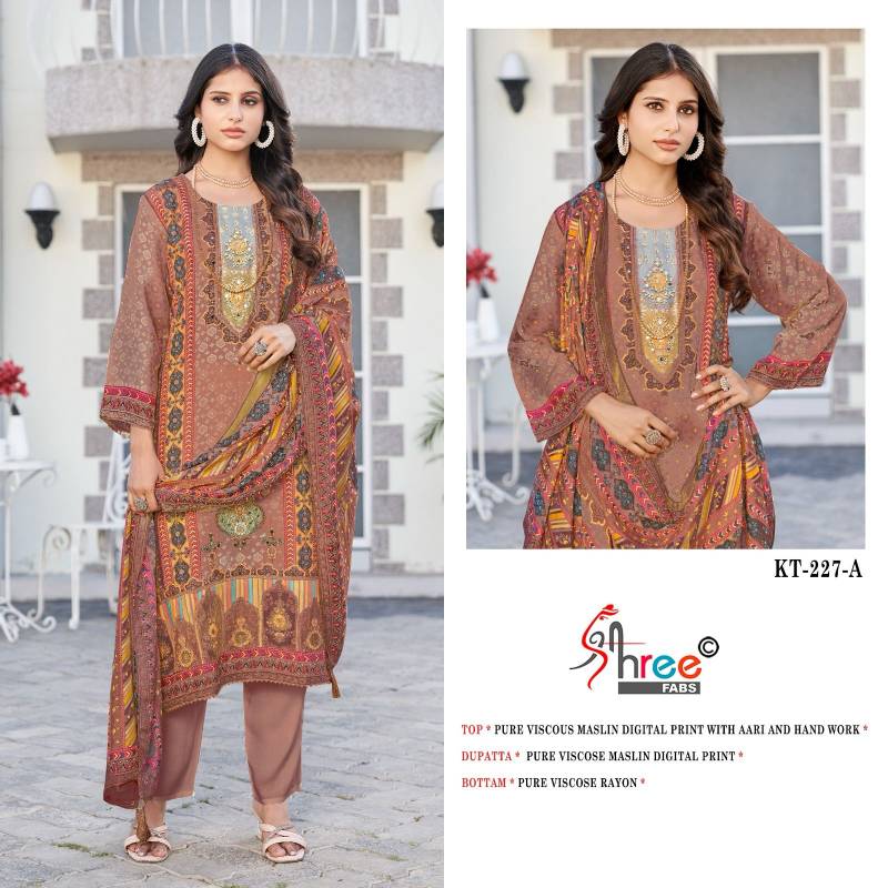 Shree Kt 227 Viscose Maslin Digital Printed Salwar Suits Collection