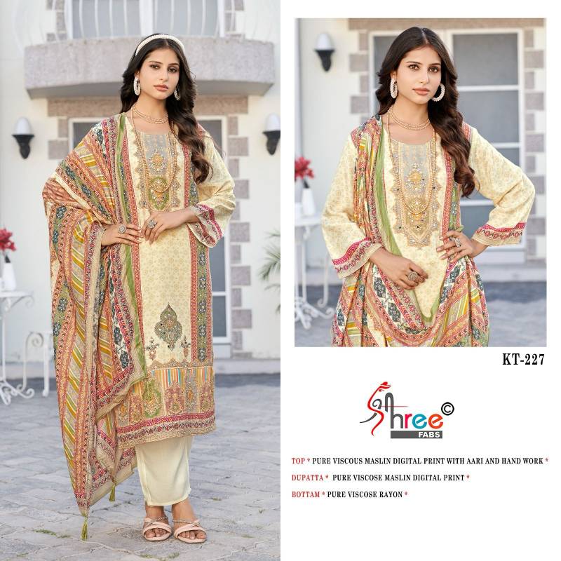 Shree Kt 227 Viscose Maslin Digital Printed Salwar Suits Collection