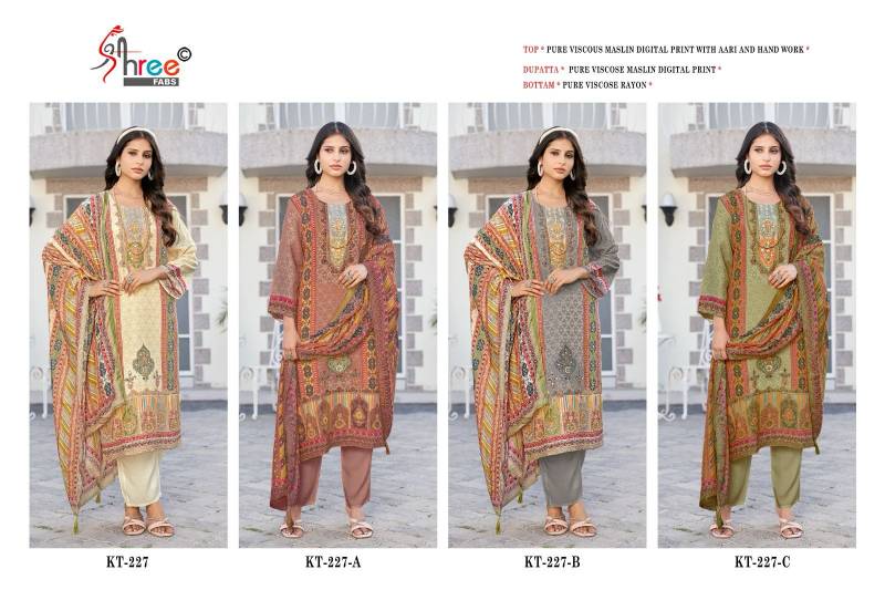 Shree Kt 227 Viscose Maslin Digital Printed Salwar Suits Collection