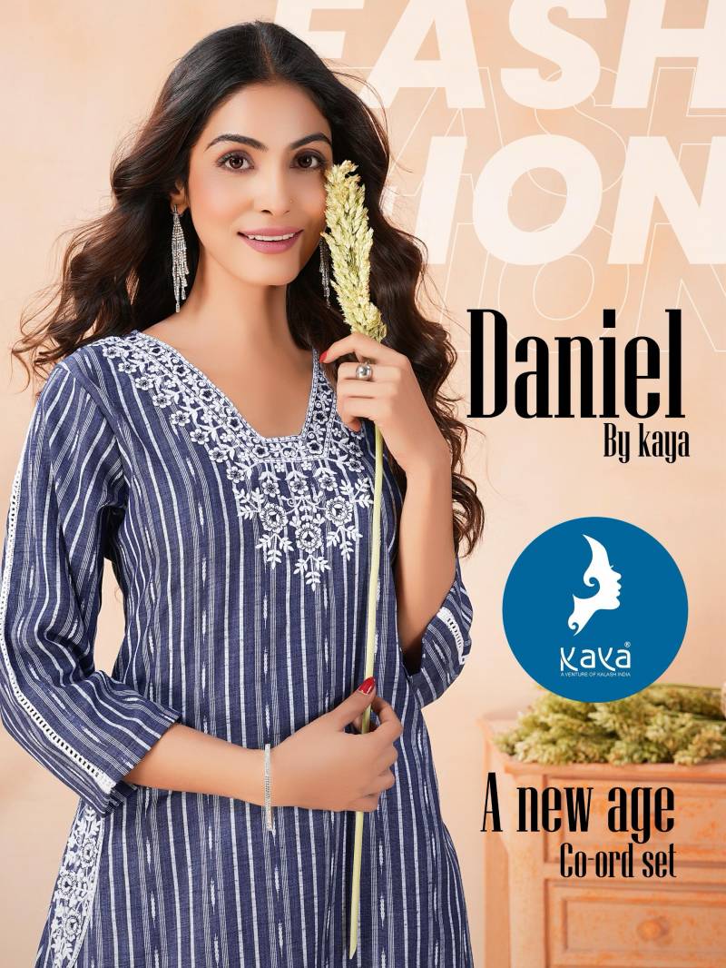 Kaya Daniel Denim Butta Fancy Kurti With Bottom Collection