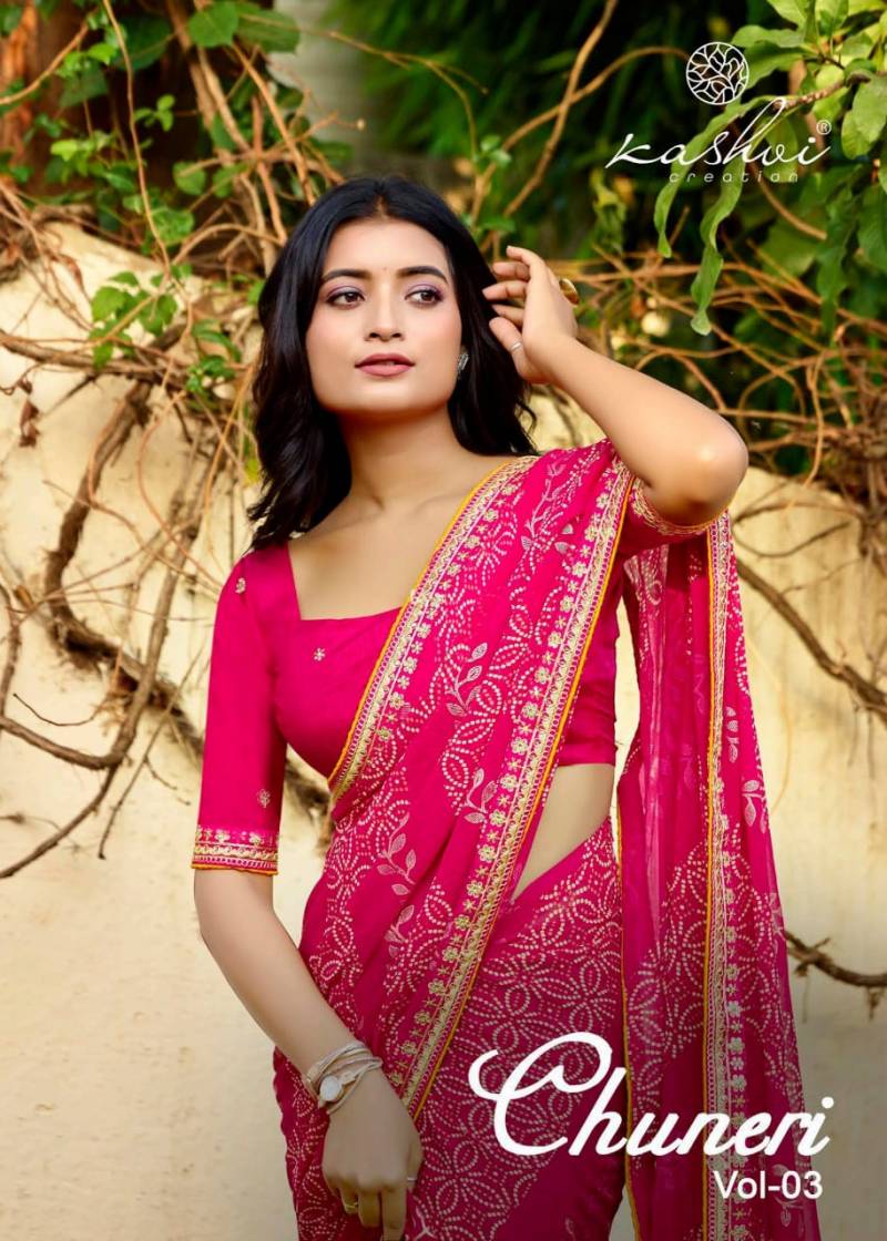 Kashvi Chuneri Vol 3 Mono Georgette With Coding Work Saree