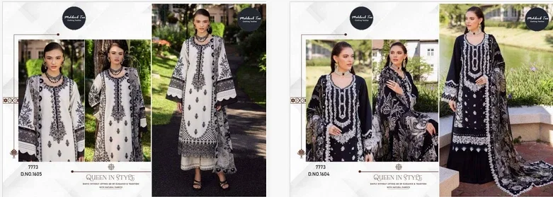 Mehboob Tex 1604 And 1605 Cotton Dupatta Pakistani Salwar Suits