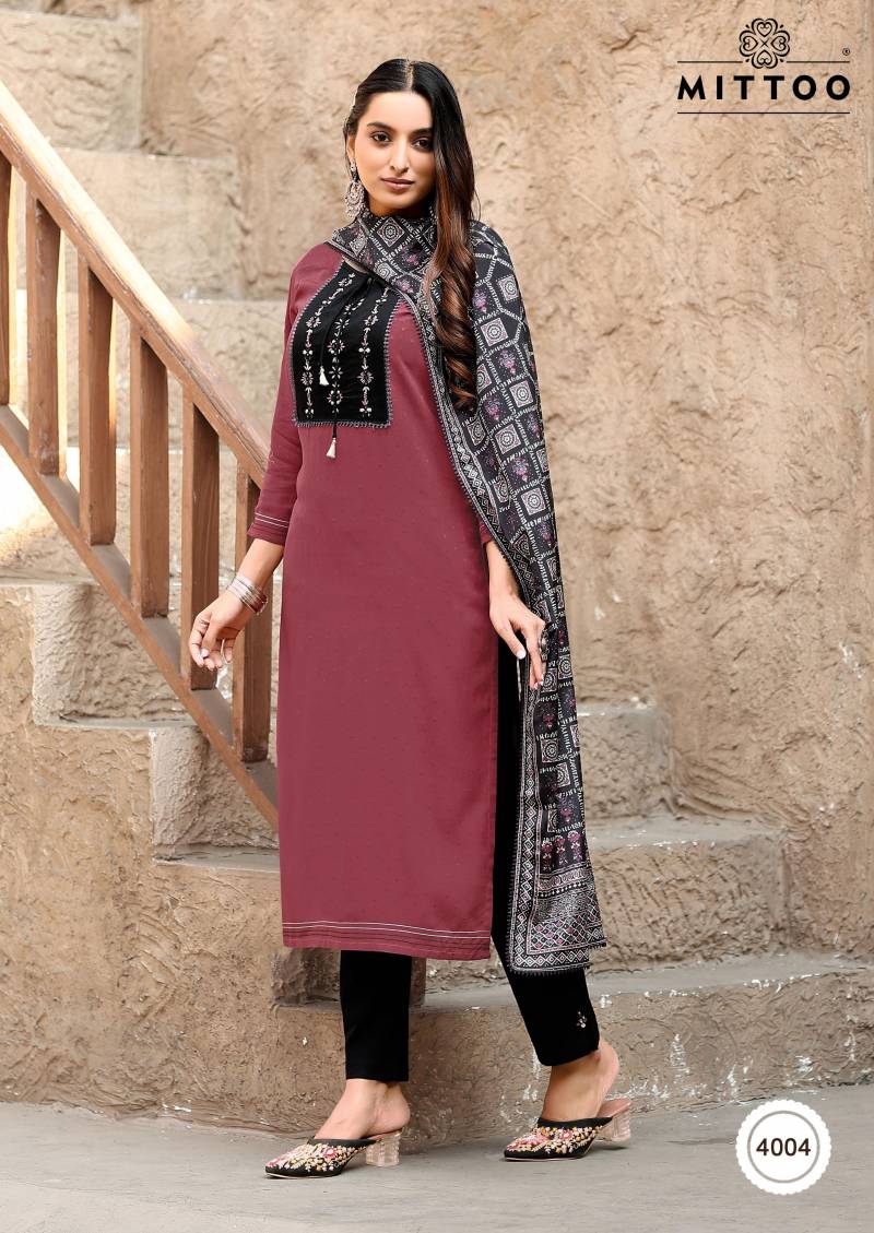 Mittoo Chand 4001 Series Rayon Weaving Top Bottom With Dupatta