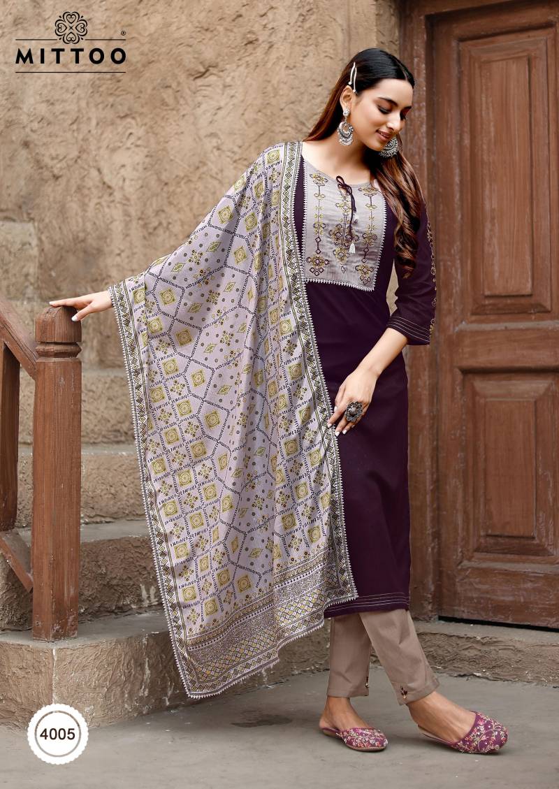Mittoo Chand 4001 Series Rayon Weaving Top Bottom With Dupatta