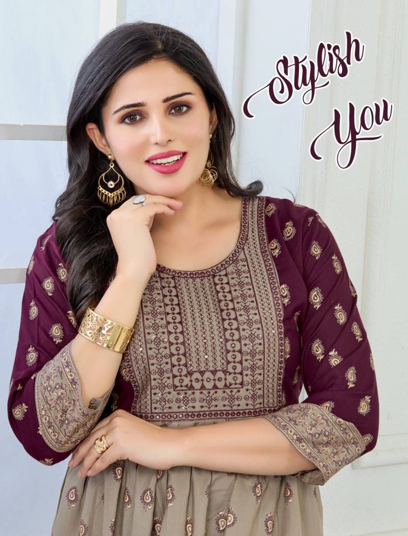 Beauty Queen Stylish You Vol 201 Rayon Flared Kurtis Collection