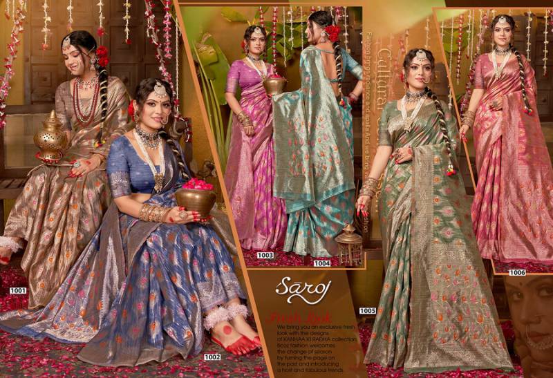Saroj Shantiniketan Linen Silk Vol 3 Festive Wear Saree Collection