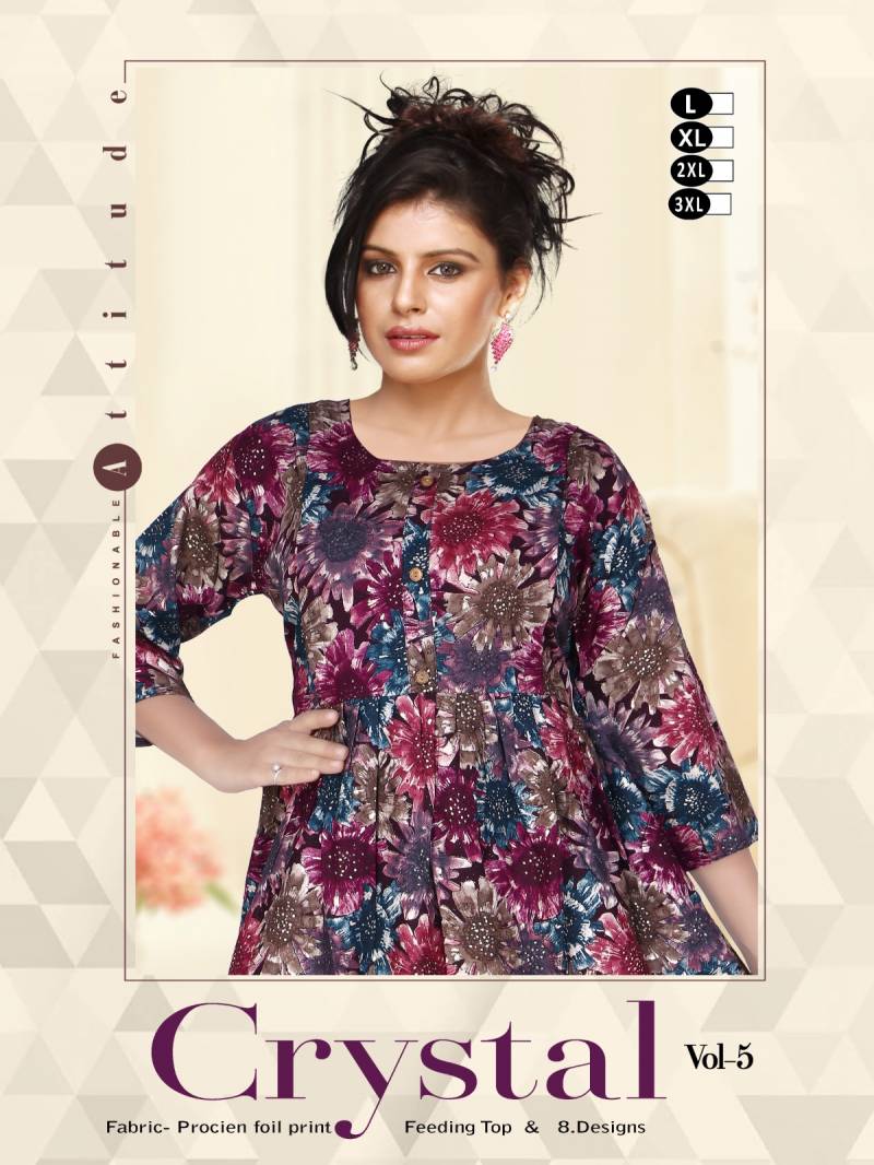 Trendy Crystal Vol 5 Rayon Printed Feeding Kurtis Collection